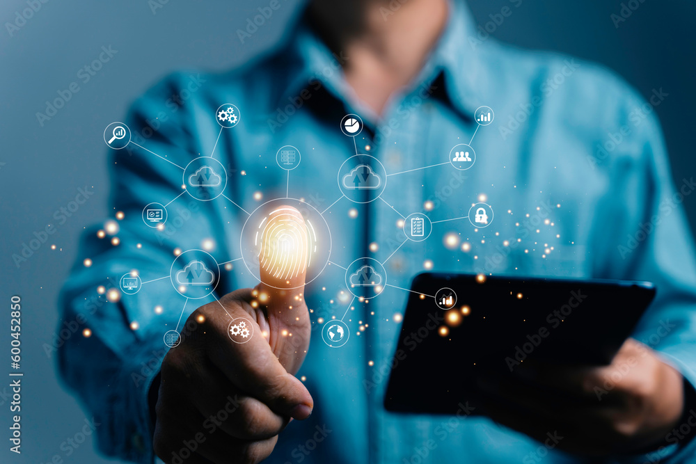 Aufkleber digital transformation change management, internet of things. new technology bigdata and business pr
