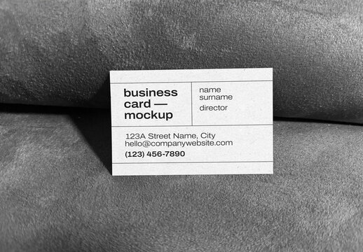 Professional Business Card Mockup &ndash; Clean Layout on Modern Grey Suede Texture