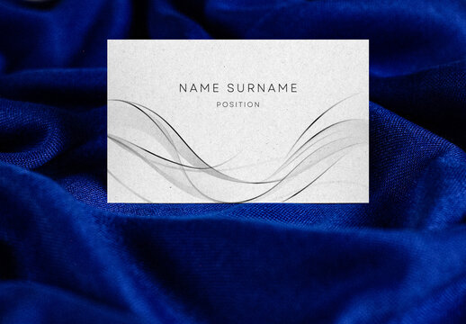 Elegant Business Card Mockup &ndash; Minimal Design on Luxurious Blue Velvet Background