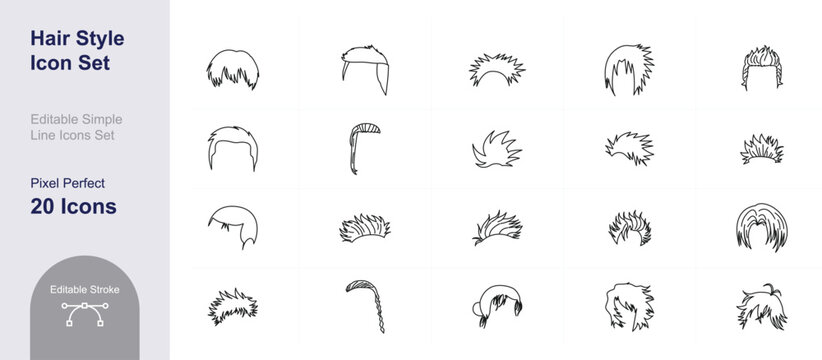 Hairstyle stroke scalable vector icon set crystal clear icons