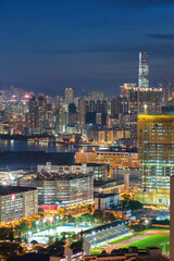 Plakat Aerial view of downtown district of Hong Kong city