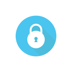Lock vector flat icon in blue circle