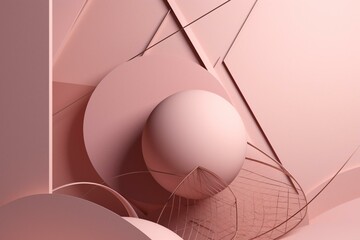 Abstract geometric design in soft pink tones. Generative AI