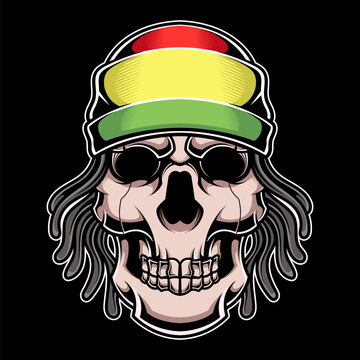 Skull Head Wearing Rasta Reggae Hat from Jamaica