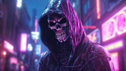 grim reaper design cyberpunk illustration background