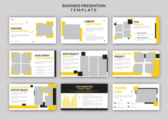 Fototapeta na wymiar Creative architecture business powerpoint presentation slides design set template 