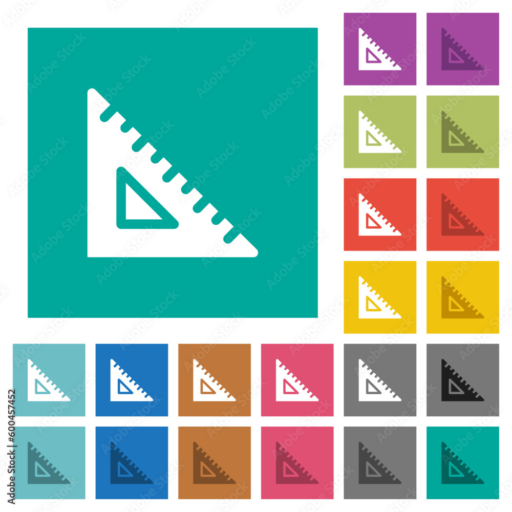 Poster triangle ruler solid square flat multi colored icons
