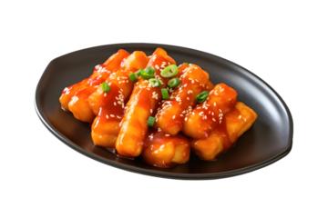 deep fried Korean rice cake (Tteokbokki) with spicy sauce - Korean food style