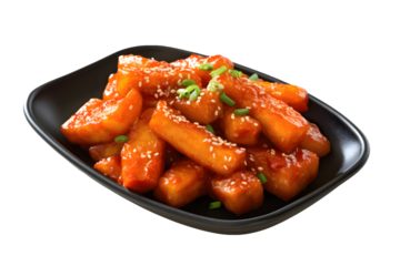 deep fried Korean rice cake (Tteokbokki) with spicy sauce - Korean food style