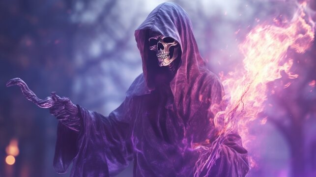 Grim Reaper Design Purple Color Illustration