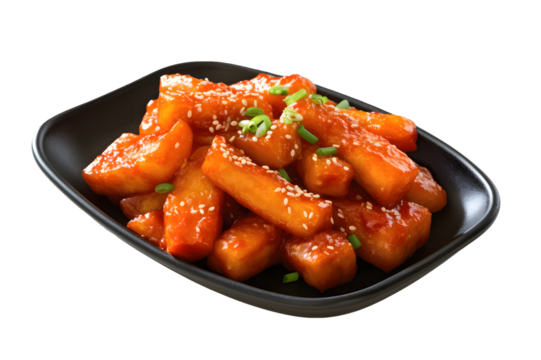 deep fried Korean rice cake (Tteokbokki) with spicy sauce - Korean food style