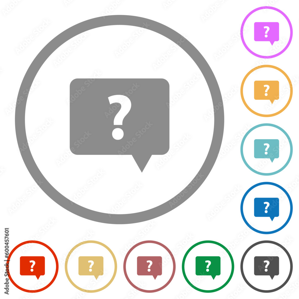 Poster rounded square help chat bubble solid flat icons with outlines