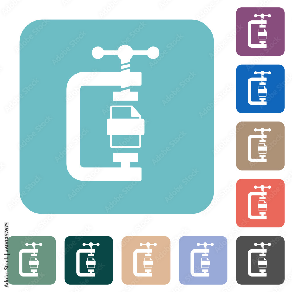 Poster file compression solid rounded square flat icons