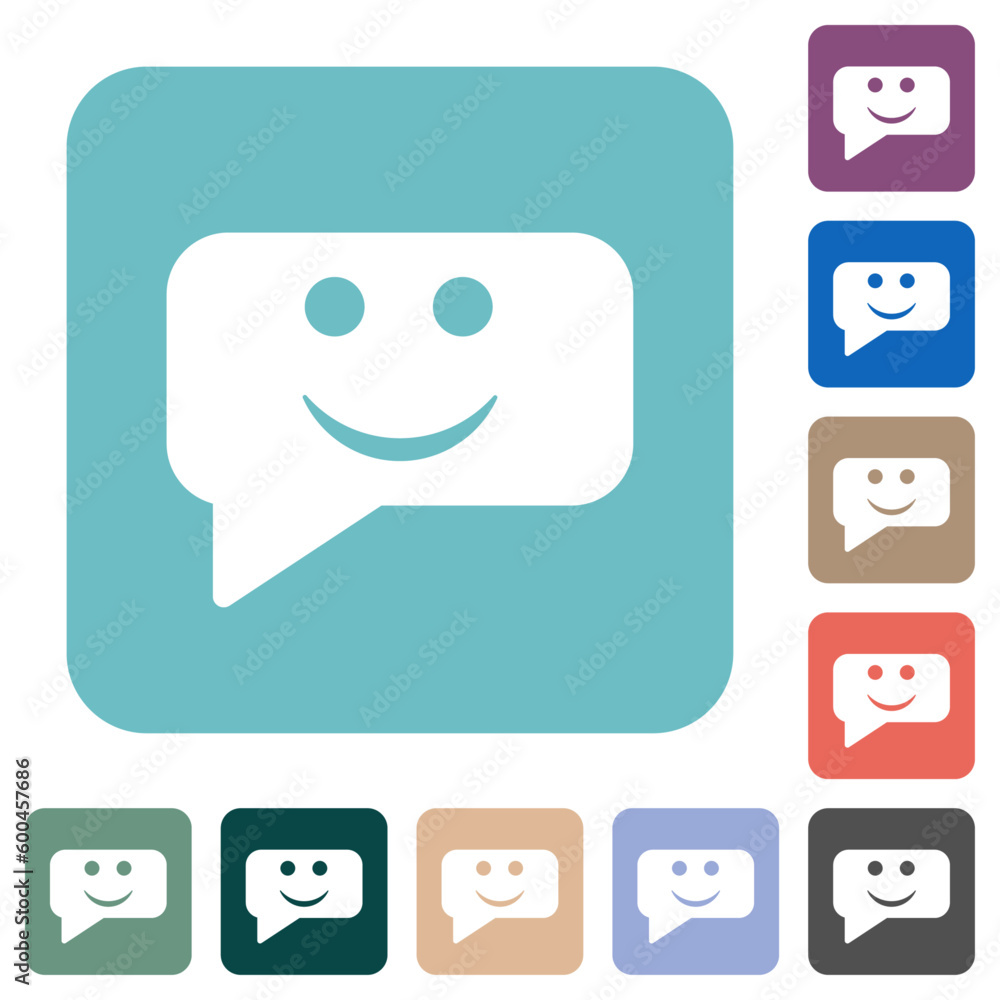 Poster rounded square smiling chat bubble solid rounded square flat icons