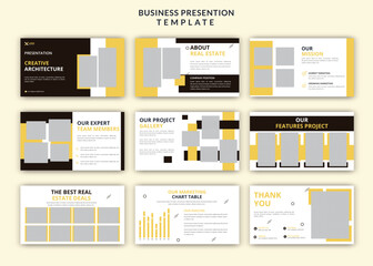 Fototapeta na wymiar Modern architecture business powerpoint presentation slides design set template