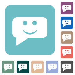 Rounded square smiling chat bubble solid rounded square flat icons