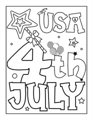 4th of July American Independence Day coloring page for kids and adults, 4th July coloring page