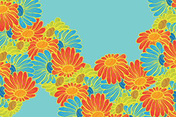 Fototapeta na wymiar Background with flowers. Floral background. Vector illustration of flowers. Vector background with chrysanthemums.
