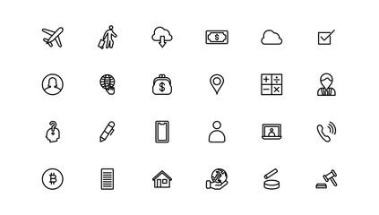 Business icons. Business and Finance web icons in line style. Money, bank, contact, infographic. Icon collection.