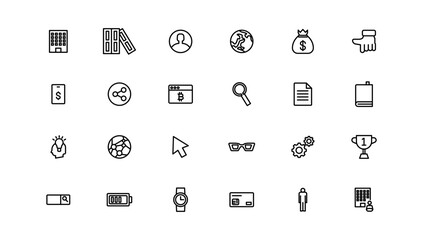 Business icons. Business and Finance web icons in line style. Money, bank, contact, infographic. Icon collection.