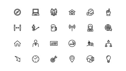 Business icons. Business and Finance web icons in line style. Money, bank, contact, infographic. Icon collection.