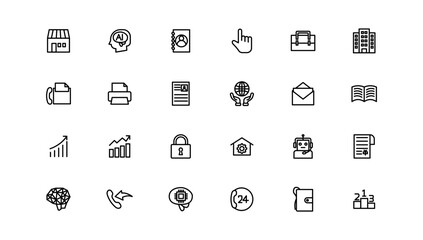 Naklejka na ściany i meble Business icons. Business and Finance web icons in line style. Money, bank, contact, infographic. Icon collection.
