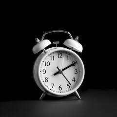 White alarm clock on black, Generative AI