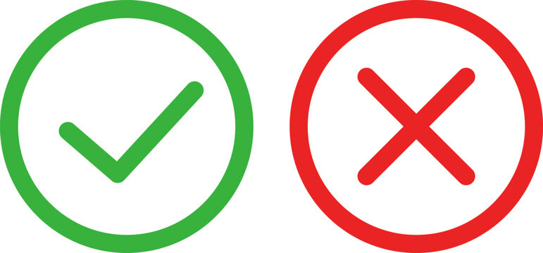 緑のチェックマークと赤いバツマーク