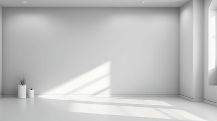 Empty spacious white bright room, generative AI.