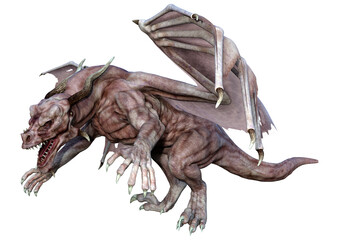 3D Rendering Fairy Tale Dragon on White