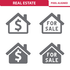 Real Estate Icons. Home, House, Realty, For Sale Vector Icon