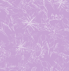 SF_Sketchy Floral Drawing, White, Texture Print, Hand drawn, Digitized, Vector, Overlay, Transparent Background, Includes Color Swathes for Layering, Repeating Pattern Tile