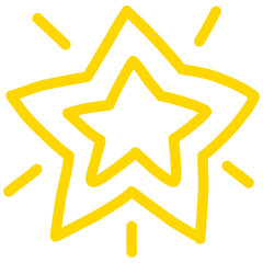 Stars flat line icons . Starry night, falling star, firework, twinkle, glow, glitter burst sticker for planner, diary, journal, poster or template social media decoration.