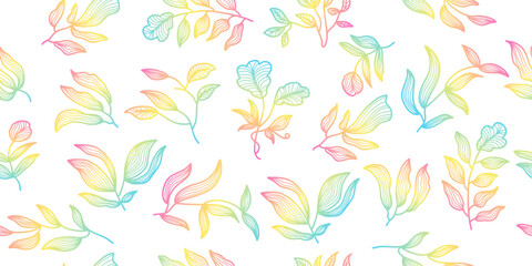 Exotic Seamless Floral Pattern with Colorful Gradient Style. Flower Motif. Suitable for Wallpaper, Wrapping Paper, Background, Fabric, Textile, Apparel, and Card Design
