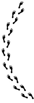 Tracking track footprints human feet on white transparent background, Vector illustration 