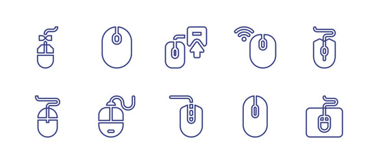 Mouse line icon set. Editable stroke. Vector illustration. Containing mouse, wireless mouse.