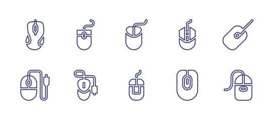 Mouse line icon set. Editable stroke. Vector illustration. Containing mouse, computer mouse.