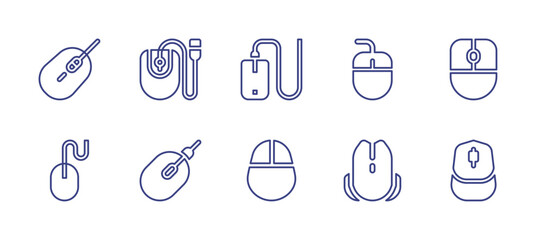 Mouse line icon set. Editable stroke. Vector illustration. Containing mouse, mouse clicker.