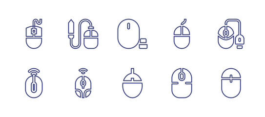 Mouse line icon set. Editable stroke. Vector illustration. Containing mouse, computer mouse, mouses, wireless mouse.
