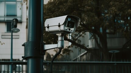 A security camera on a pole, Generative AI