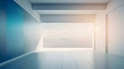 Empty spacious white bright room, generative AI.