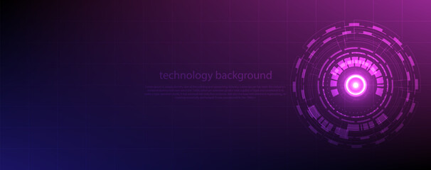 Circle and line technology abstract technology innovation concept vector blue and pink background and glowing light