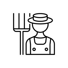 Farmer line icon on white background. Editable stroke