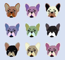 French Bulldog Face Vector Illustration. Pets Themed Design Element, Icon, Logo