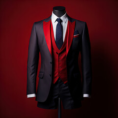 Formal men's suit red black