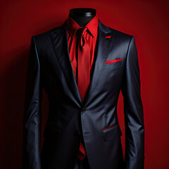 Formal men's suit black red