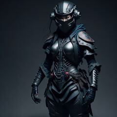 Japanese ninja samurai robot woman 