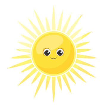 Cute funny sun icon. Vector cartoon flat illustration. Children's style.