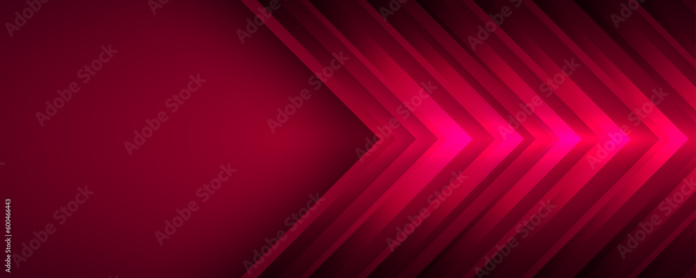 Poster 3d red techno abstract background overlap layer on dark space with glowing arrows effect decoration.