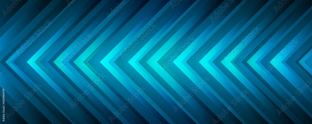 Aufkleber 3d blue techno abstract background overlap layer on dark space with glowing arrows effect decoration